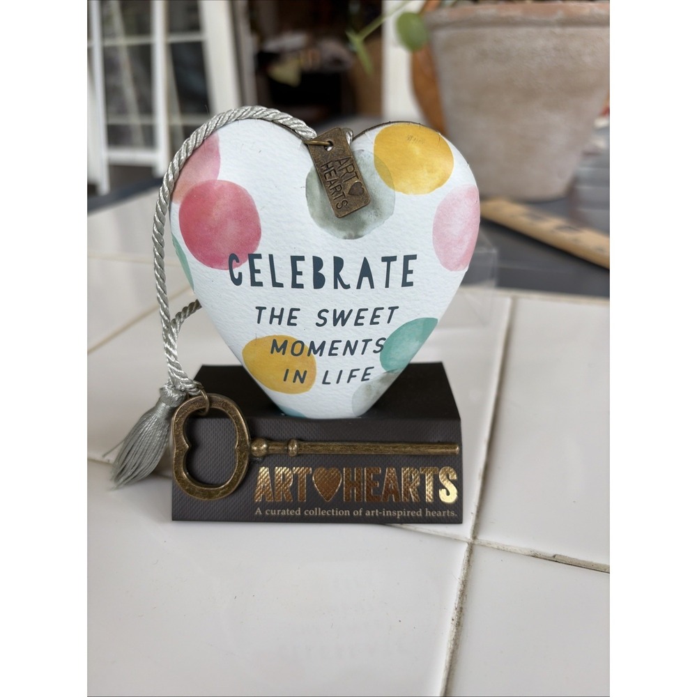 Art Hearts " celebrate The Sweet Moments In Life" by Demdaco Heart With Key (C5)